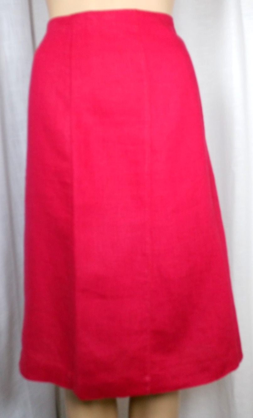 Willi Smith Linen A-Line Skirt Tomato Red Below Knee Classic Office Minimalist 6